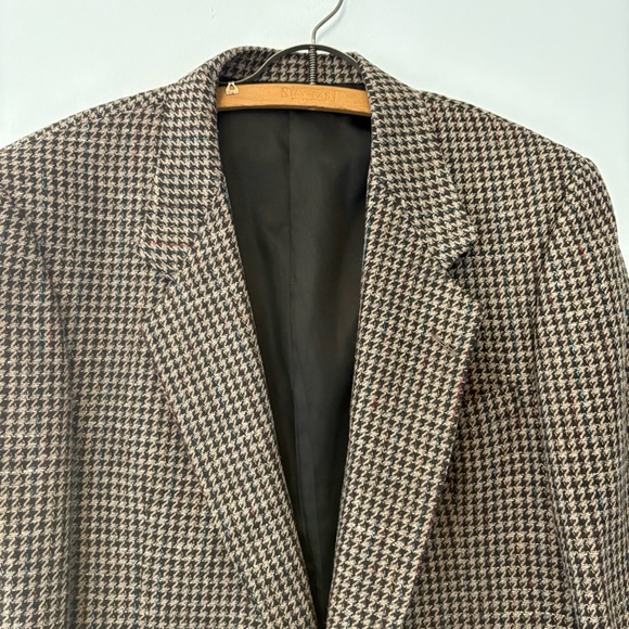 Vintage Shetland Clothes Collection Wool Silk Blend Houndstooth Blazer Men’s XL - Picture 2 of 9